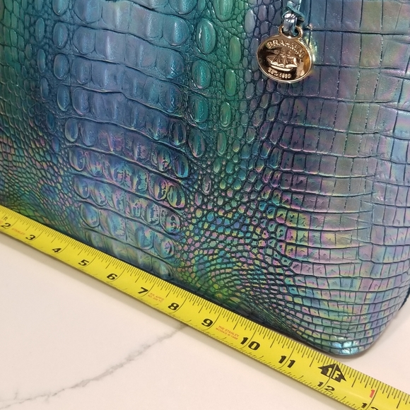 SOLD! NWT Brahmin Large Duxbury Croc Embossed Leather Satchel Blue Topaz 💙💕 - Picture 8 of 16